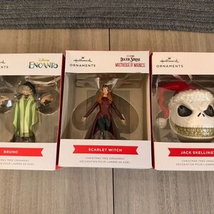 Disney and Marvel Holiday Ornament Trio